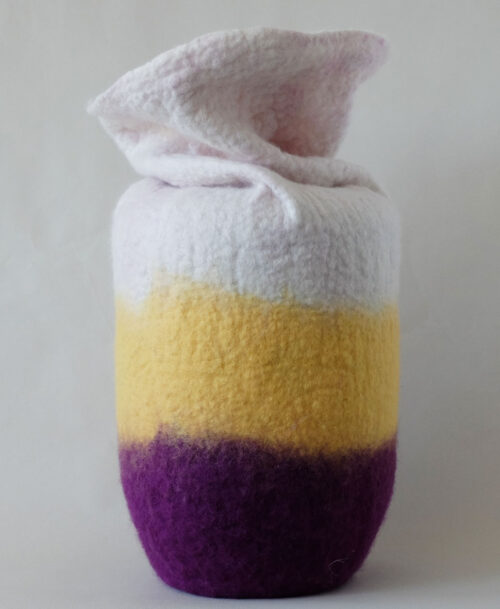 Filz Urne Lila gelb Rose